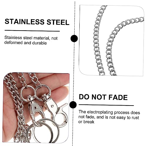 LALADEFIEE Silberne Taschenuhr Kette aus Metall Praktische Kleidungshängende Kette mit Verschluss Langlebige Handtaschen und Jeansdekoration für Damen und Herren von LALADEFIEE