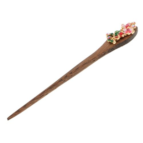 LALADEFIEE Holz Vintage Haarstab Rot Traditioneller Haarstab Damen Haarnadel Haarschmuck Leichtgewichtig Kopfbedeckung von LALADEFIEE