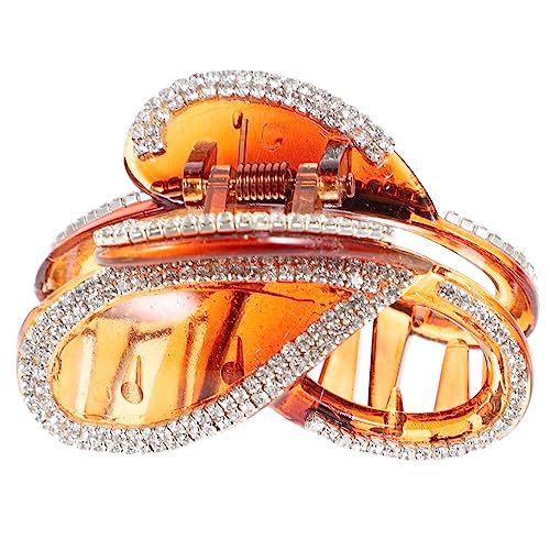 LALADEFIEE Strass Haarklammer Braun Kieferklammer Elegante Haarspangen Kopfschmuck Kreativer Haarklammer Damen Haarschmuck von LALADEFIEE