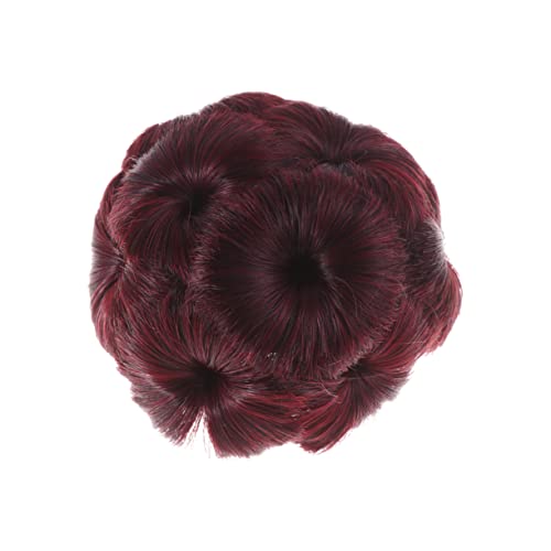 LALADEFIEE Synthetisches Haar Hochsteckfrisur Clip Haarknoten Clip Mit Blumen Design Für Frauen Weinrot Einfach Zu Tragen Für Lockige Haare Haarspange Für Dutt Für Festliche Anlässe von LALADEFIEE