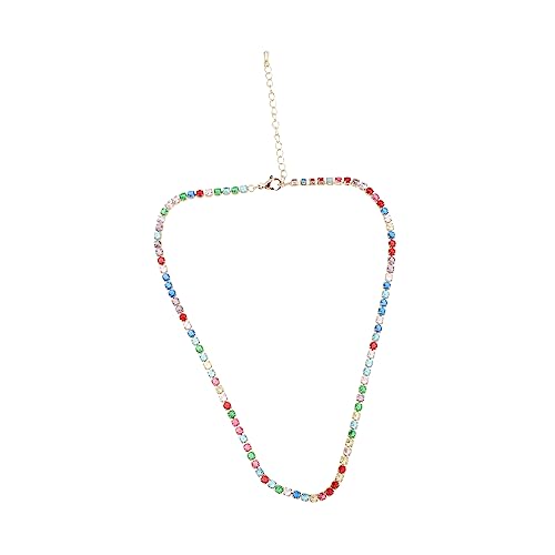 LALADEFIEE Tennis Halskette Damen 3mm Goldfarbene Zirkonia Stilvolle Strasskette Für Partys Leicht Hautfreundlich Schmuck Accessoire von LALADEFIEE