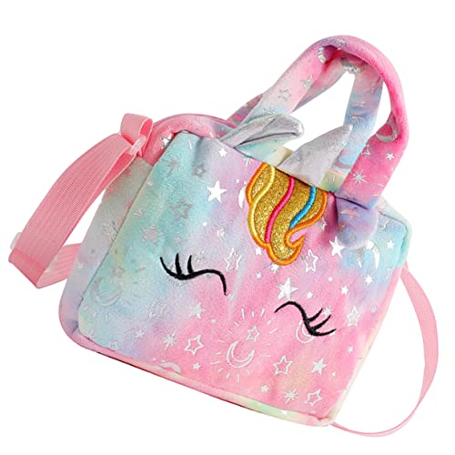 LALADEFIEE Einhorn Handtasche Mädchen Cartoon-Tasche Tragbare Plüsch-umhängetasche Mit Cartoon-Einhorn-Muster Kindertasche Für Mädchen von LALADEFIEE
