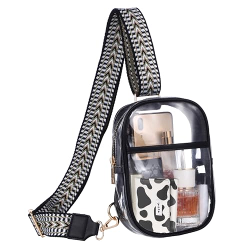LALADEFIEE Transparente TPU Brusttasche Damen Leicht Verstellbar Sling Bag mit Glattem Reißverschluss Multifunktional für Alltag Sport Reisen von LALADEFIEE