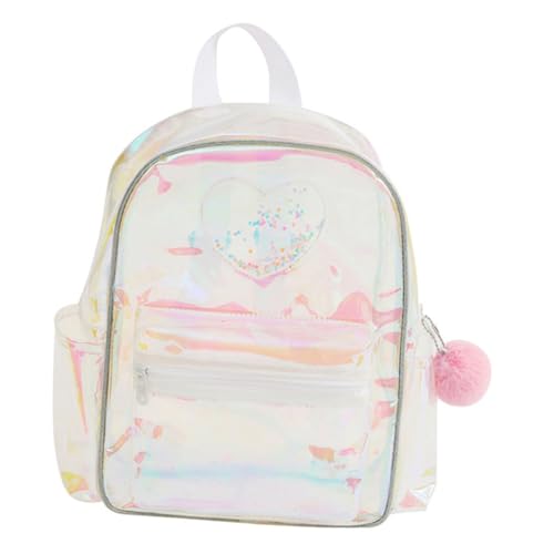 LALADEFIEE Transparenter Rucksack Mit Herzmuster Kleiner Durchsichtiger Rucksack Für Damen Aus Klarem Material Geeignet Für Konzerte Und Stadien Platz Für Bücher Federmäppchen Und Alltagsgege von LALADEFIEE