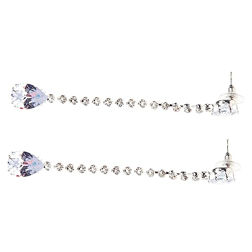 LALADEFIEE Tropfen ohrringe mit Zirkonia Lange Metallkette Hängend Silberfarben Modische Statement schmuckstücke für Damen Geeignet für Party Hochzeit und Festliche Anlässe von LALADEFIEE