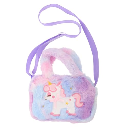 LALADEFIEE Umhängetasche Einhorn Cartoon Design Plüsch Schultertasche Verstellbarer Gurt Süßes für Mädchen Alltag und Party von LALADEFIEE