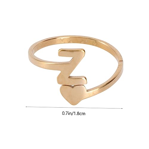 LALADEFIEE Vintage Edelstahl Initialen Ring mit Liebesherz Retro Stil Filigraner Damen fingerring Kreative Schlichte Handdekoration in Gold für Alltag Party Geburtstag und Geschenk von LALADEFIEE