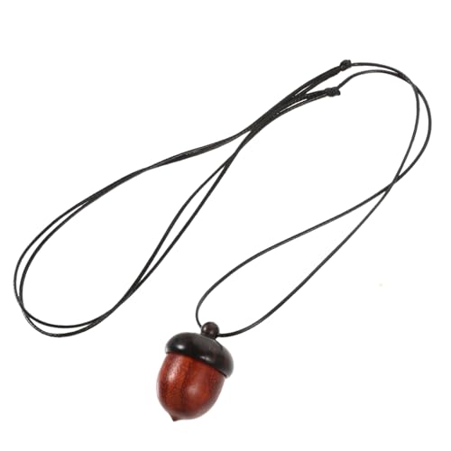 LALADEFIEE Vintage Eicheln Anhänger Halskette Sandelholz Leichter Charm Kettenanhänger für Damen und Herren Einfache Dekorative Halskette mit Verstellbarem Neck Rope Künstlerisches Design von LALADEFIEE