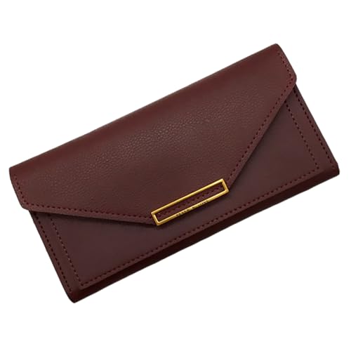 LALADEFIEE Vintage Geldbörse Damen Lang mit Großem Fassungsvermögen Multifunktional PU Viele Kartenfächer Praktisches Portemonnaie für Frauen Stilvolles Retro Design für Reisen und Alltag von LALADEFIEE