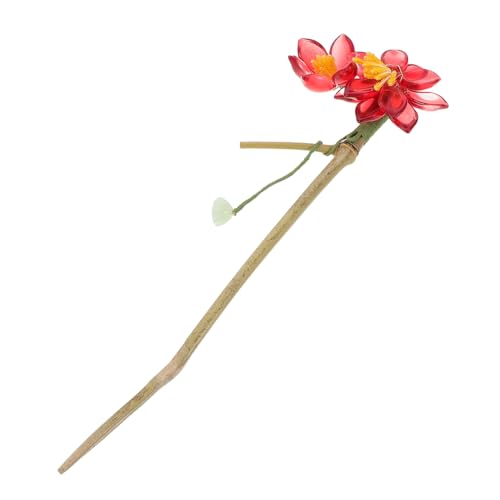 LALADEFIEE Haarnadel Mit Blumen Chinesische Haarnadel Künstliche Rote Kamelienblüte Für Frauen Hochzeiten Festivals Alltag Handgefertigt Vintage Stil von LALADEFIEE