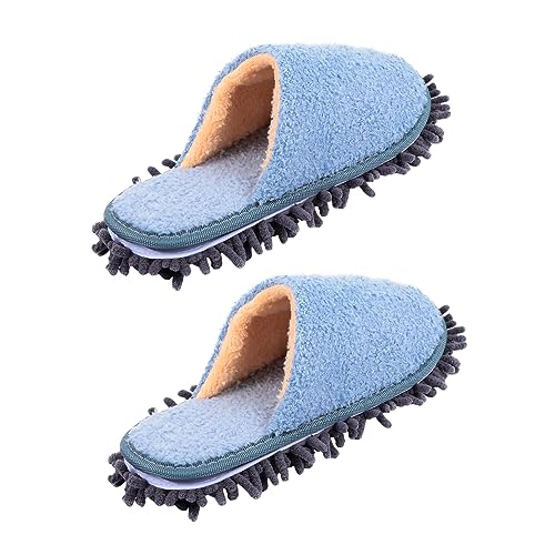 LALADEFIEE Warme Gefütterte Hausschuhe für Damen und Herren Rutschfeste Winter Innenschuhe in Blau Extra Großes Modell Atmungsaktiv und Langlebig für Kalte Füße Zuhause von LALADEFIEE