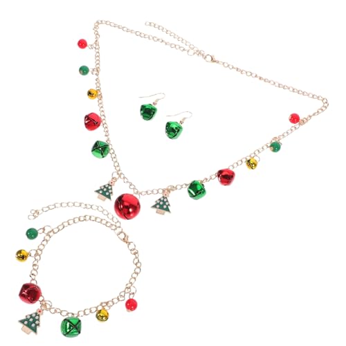 LALADEFIEE Weihnachtsglocken Schmuck Ohrringe Glocken Halskette Kette Weihnachtsglocken Armband Weihnachtsstrumpffüller Weihnachtsparty Zubehör Weihnachtsketten Jingle Bell von LALADEFIEE