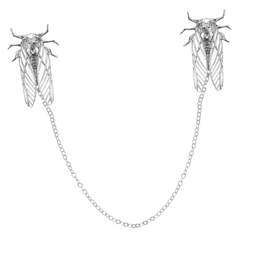 LALADEFIEE Zikaden-brosche Mit Kette Kragennadel Für Herren Pulloverbrosche Mit Tiermotiv Reversschmuck Für Männer Anzug-accessoire Zierkette Für Damenanzüge von LALADEFIEE
