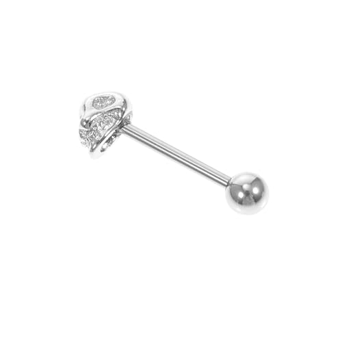 LALADEFIEE Zungenpiercing Barbell mit Körperpiercing Schmuck aus Sicherem Material Silberfarbene Piercing Stange für Damen und Herren von LALADEFIEE