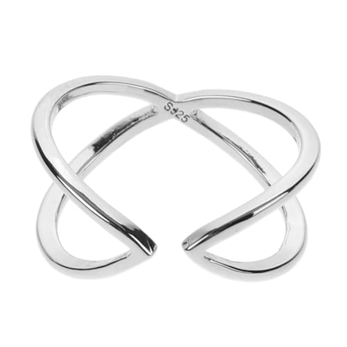 LALADEFIEE Silberring Mit Kreuz-design Offener Damenring Zarter Fingerring Für Frauen Und Mädchen Schlichter Fingerschmuck von LALADEFIEE