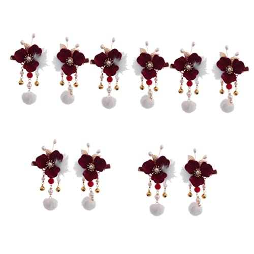 LALAFINA Haarspangen Für Damen 10 Stück Haarspangen Stylingball Für Accessoires Chinesische Mädchen Baumeln Kinder Schöne Haarpelz Blumenclips Werkzeuge Plüsch Perlenkopfschmuck von LALAFINA