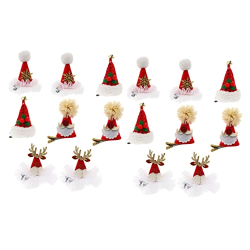 LALAFINA 16 Stk Weihnachtsmütze Haarnadel Haarspangen Für Damen Weihnachtsmütze Haarspange Geweih Haarnadel Weihnachtsdekoration Weihnachtsbedarf Kopfbedeckung Weihnachten Stoff Fräulein von LALAFINA