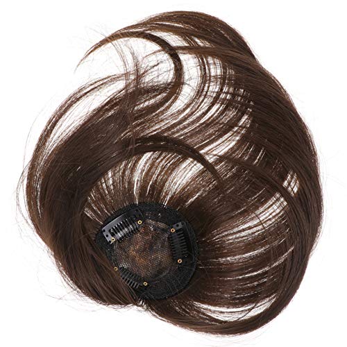 LALAFINA Fringe 1Pc Topper Perücke Clip-On Extensions Mädchen Faser Bügel Bügel Flach Mode Für Hohe Damen Front Topper Gebunden Wiglets Clip Echter Extension Natürliche Farbe Air Bang Clip Auf von LALAFINA