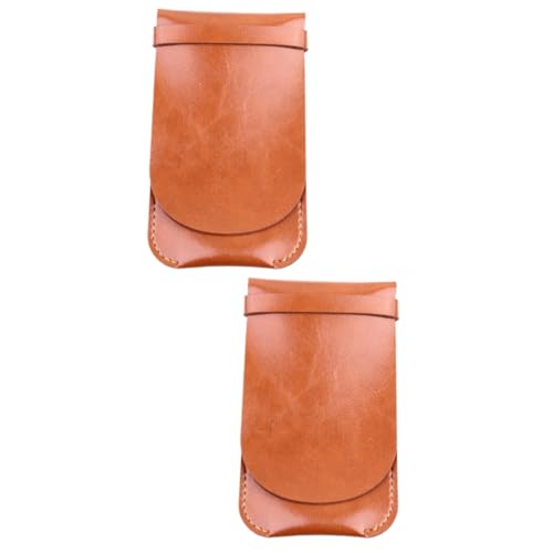 LALAFINA 2 STK Stifthalter aus Leder federmäppchen stifte aufbewahrung Stiftbeutel schlamperetui Pencil Box Pin-Box Gelbe Stifttasche Vintage Bleistifthülle Stiftetui aus Leder Stiftebeutel von LALAFINA