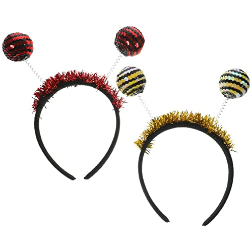 LALAFINA Lustige Stirnbänder 2 Stück Glitzernde Kugelkopf-Boppers Halloween-Hummel-Stirnband Bienen-Tentakel-Kopfbedeckung Für Erwachsene Und Mädchen Halloween-Kopfbedeckung von LALAFINA