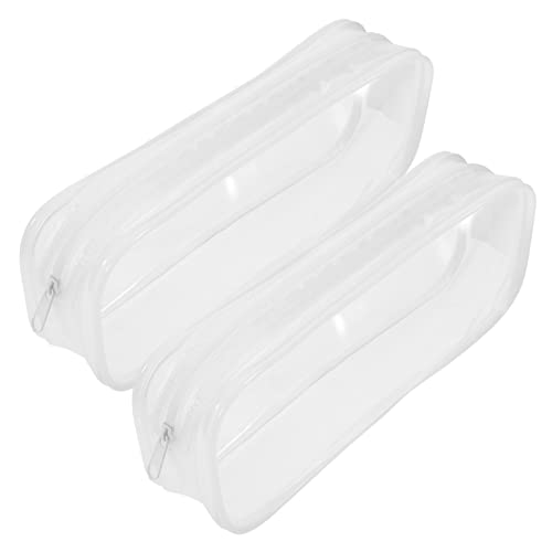 LALAFINA 2 Stück Transparentes Federmäppchen aus PVC Multifunktionale Stifttasche für Schule und Büro zur Aufbewahrung von Stiften Kosmetik und Schulbedarf von LALAFINA