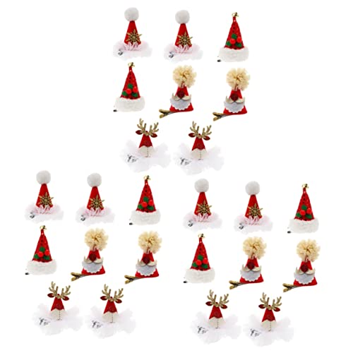 LALAFINA 24 Stk Weihnachtsmütze Haarnadel Geweih Haarnadel Weihnachtsspangen Haarspangen Haarklammer Haarschmuck für Weihnachten Weihnachtshaarspange Karikatur schmücken Kopfbedeckung Kind von LALAFINA