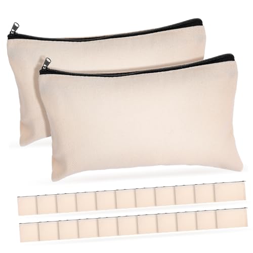 LALAFINA 25 Stück Teiliges Schwarze Canvas Zipper Beutel Vielseitige Reise Kosmetiktasche Federmäppchen Kulturbeutel Langlebige Wiederverwendbare Aufbewahrungstaschen von LALAFINA