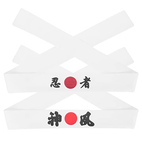 LALAFINA 2st Samurai-stirnband Sushi-koch-stirnband Ninja-stirnbänder Koch-karate-stirnbänder Japanischer Kopfwickel Stirnband Trainieren Bandana Kopfbedeckung Weiß Sport Fräulein Baumwolle von LALAFINA