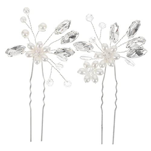 LALAFINA 2St U-förmige Haarnadel hochzeitshaar schmuck wedding hair accessories Hochzeit Haarnadel -Haarnadel Hochzeitshaarspangen für Bräute haarschmuck Strasssteine Kopfbedeckung von LALAFINA