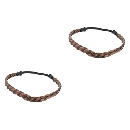 LALAFINA 2stücke Fashion Elastisches Haarband Mit Geflochtenen Zöpfen Synthetik Für Verstellbares Kopfband Kaffee Für Besondere Anlässe Und Fotoshootings von LALAFINA