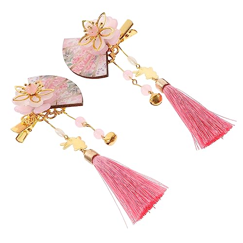 LALAFINA 2st Fan-haarnadel Japanischer Haarschmuck Blumenhaarspangen Für Frauen Japanische Haarspange Quaste Hanfu-haargummi Kimono-haarspange Haarquaste Fächer Harz Kind Zubehör Hochzeit von LALAFINA