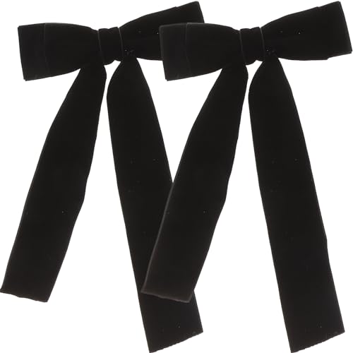 LALAFINA 2st Haarnadel Schleifenclips Schwarze Haarschleifen Für Frauen Valentinstag Haarspangen Schleife Haargummis Haarspangen Für Damen Große Samt Braut Langes Band Krawatte von LALAFINA