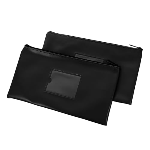 LALAFINA 2stücke Geldbeutel Mit Reißverschluss Kunstleder Für Scheine Münzeinzahlungsbeutel Mit Sichtfenster Allzwecktasche Scheckbeutel Mit Blankokarte Einzahlungsbeutel Geldbeutel von LALAFINA