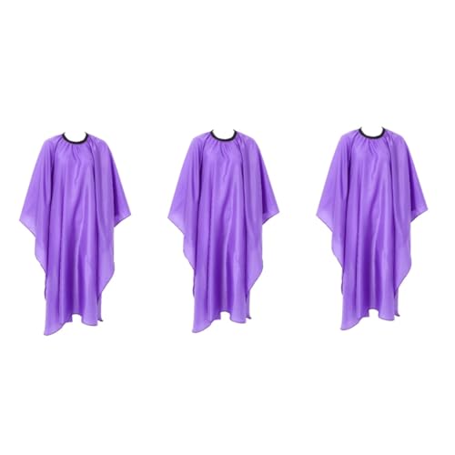 LALAFINA 3 Stk Friseur Tuch Verstellbarer Friseurumhang Friseur Umhang Salon Print Cape Salon-umhang Mit Streifen Umhang Mit Salon-print Schürze Kleid Haar Polyester-taft Violett von LALAFINA