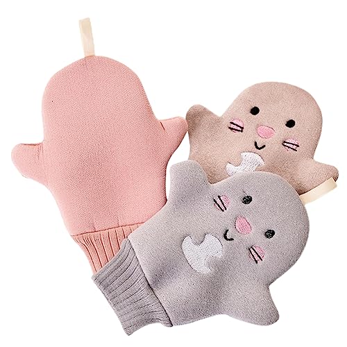 LALAFINA 3st Körperpeeling-handschuhe Koreanischer Peeling-handschuh Körperhandschuh Körpertücher Zum Duschen Handschuhe Schrubben Badehandschuhe Handtuch Karikatur Viskosefaser Kind von LALAFINA