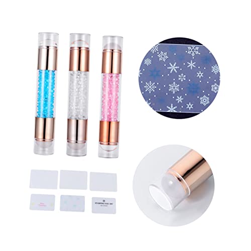 LALAFINA 3st Doppelköpfige Diamantdichtung Aus Silikon Nagelstempel Stempel Nagelprägestempel Nail Stamper Nagellack Diy Nagelstampfer Nagel Diamanten Kind Acryl Eindruck Maniküre von LALAFINA