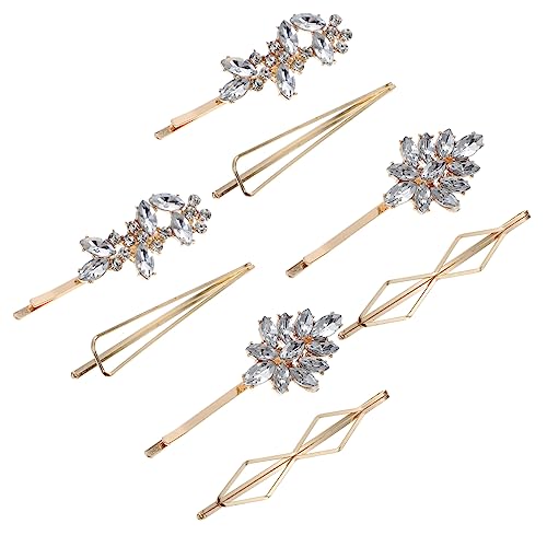 LALAFINA 4 Paare Haarspange Mit Strass Haarspange Vintage Druckknopf-haarspange Haarnadel Für Frauen Haarklemme Haarnadeln Aus Strass Braut Strasssteine Einfach Zinklegierung von LALAFINA