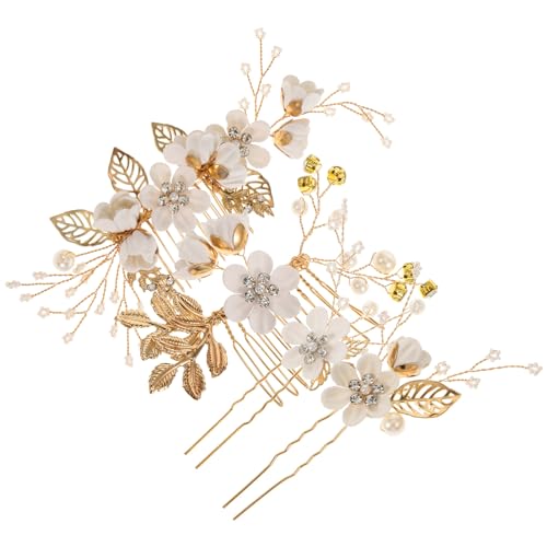LALAFINA 4 Stück Blumen Braut Hochzeit Haar Seitenkämme Blumen Haarnadeln Twist Spirale Perlen Haarnadeln Für Bräute Frauen Mädchen von LALAFINA