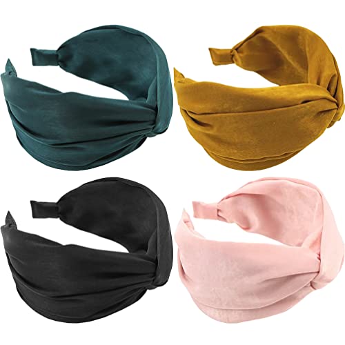 LALAFINA 4 Stück Stirnband Breite Stirnbänder Spa-stirnbänder Geknotete Haarbänder Turban-haarbänder Sportliche Haarbänder Breites Haarband Make-up-kopfpackung Damen Stoff Jahrgang Tuch von LALAFINA