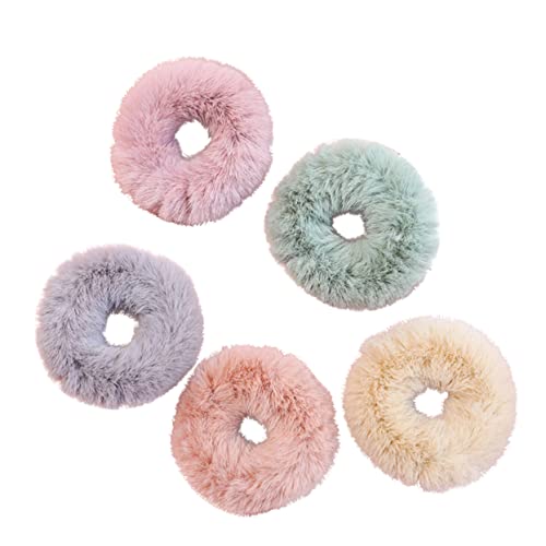 LALAFINA 5st Pom Elastische Haargummis Haarring Unscharf Flauschige Pferdeschwanzhalter Armband Pferdeschwanz Zubehör Pom Haargummis Für Frauen Mädchen Haarschmuck Fräulein Hase Die Blase von LALAFINA