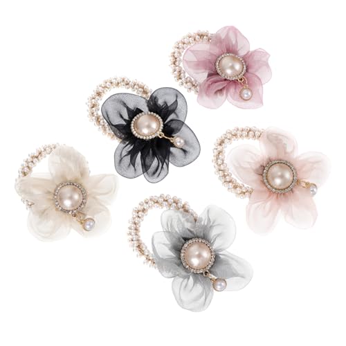 LALAFINA 5st Haarring Blumen- Oder Haargummi Bling Haarseile Braut Haar Seile Hochzeit Haargummi Schwanzgummihalter Haar Elastisches Armband Haargummis Die Blumen Stoff Mädchen Zubehör von LALAFINA