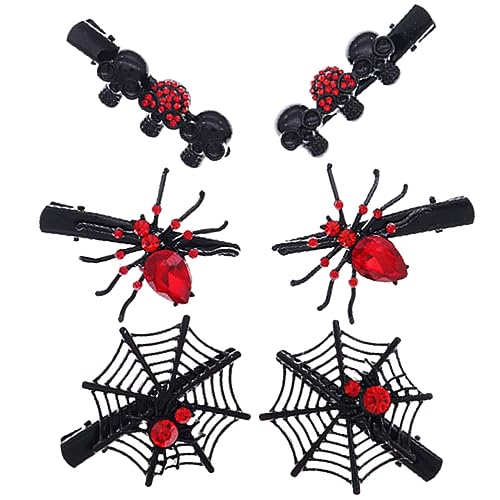 LALAFINA 6st Halloween-schädel-haarspange Haarschmuck Aus Spinnennetzen Spinnennetz-haarspangen Halloween Haarschmuck Für Kinder Totenkopf-haarspange Dunkel Hexen Hut Mädchen Strass von LALAFINA