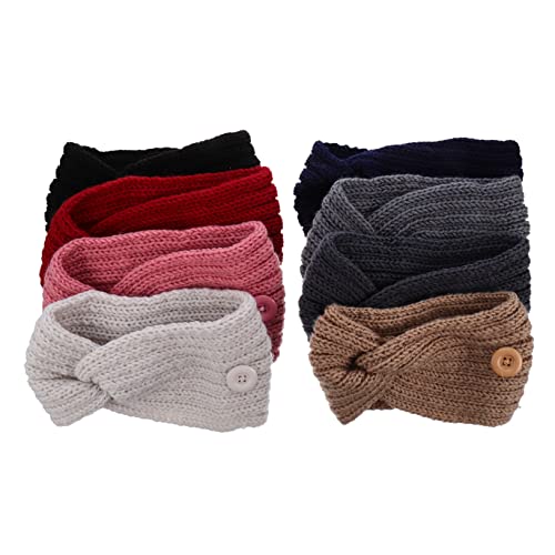 LALAFINA 8 Stück Kopf Warm Breit Party Wolle Knopf Urlaub Winter Wrap Stretch Gesicht Mit Bandhalter Gestrickte Haarmaske Ohr Make-Up Für Stirnband Outdoor Kopfbedeckung Turban Yoga von LALAFINA