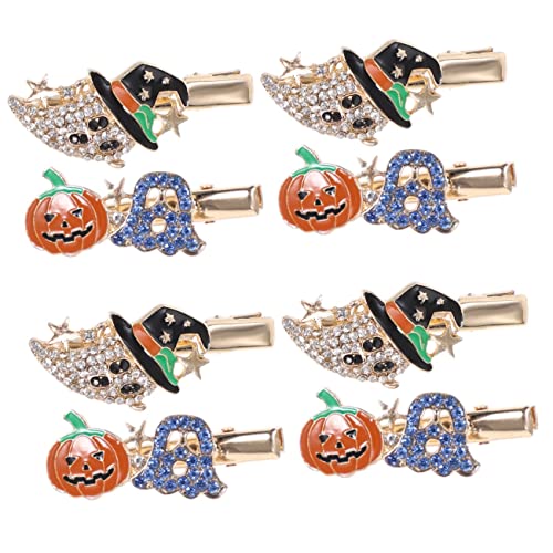 LALAFINA 8 Stk Halloween-seitenclip Kürbis Haarspangen Halloween-krokodilklemmen Teufelshorn Skelett Haarspange Halloween-haarspangen Hexenhut Haarspange Haarschmuck Geist Diamant Legierung von LALAFINA