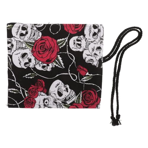 LALAFINA Bleistift Roll-up Etui Skull Design Fächer Für Stifte Und Bleistifte Praktischer Reisemäppchen Organizer Für Künstler Und Schüler Leicht Und Kompakt Für Einfachen Transport von LALAFINA