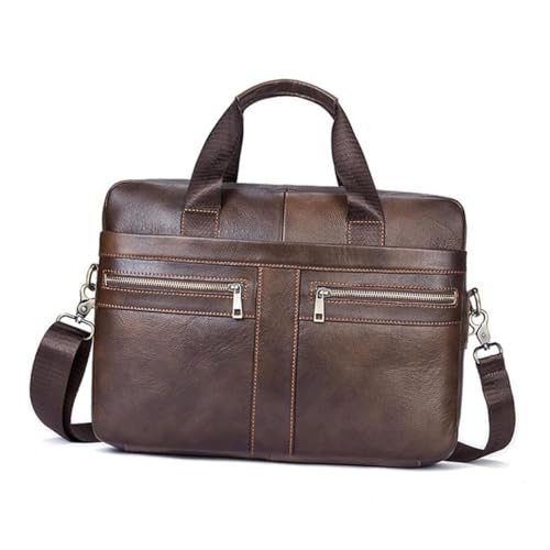 LALAFINA Business Herren Aktentasche aus Hochwertigem Leder Multifunktionale Umhängetasche und Handtasche für Büro und Geschäftsreisen Große Kapazität Braune Businesstasche für Herren von LALAFINA