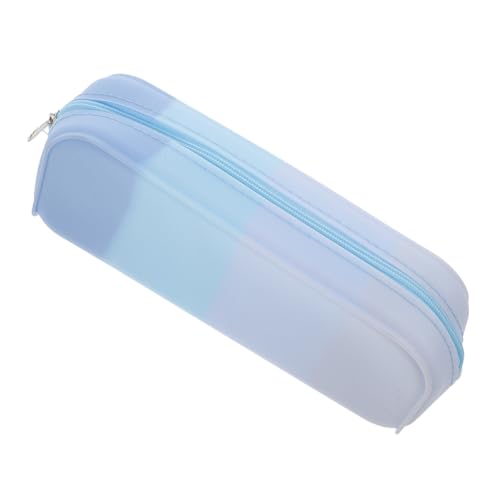 LALAFINA Großes Fassungsvermögen Silikon Federmäppchen für Damen Candy Color Pencil Case in Hellblau Schlankes Ästhetisches Stiftemäppchen mit Reißverschluss Robuste Schreibwaren Tasche von LALAFINA