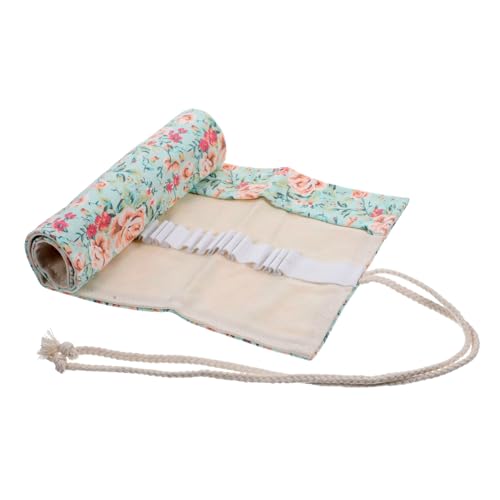 LALAFINA Großes Leinwand Rollmäppchen Stifterolle mit Fächern Tragbarer und Platzsparender Federmäppchen Organizer für Buntstifte und Schreibwaren Robustes Stifteetui für Schule und von LALAFINA