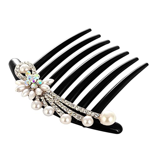 LALAFINA Haarkamm Perlen Strass Braut Haarschmuck Blumen Hochzeit Steckkamm Vintage Haarschmuck Frauen Kristall Kopfschmuck für Hochzeit Abend Alltag von LALAFINA