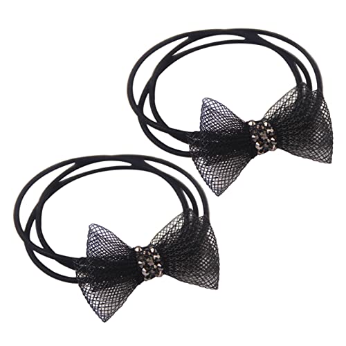 LALAFINA 2st Schwarzes Mesh-haar Haarschleifen Für Frauen Elastischer Pferdeschwanzhalter Kinderständer Schleife Haargummis Krawatten Für Kinder Gummiband Temperament Kleine Stoff von LALAFINA